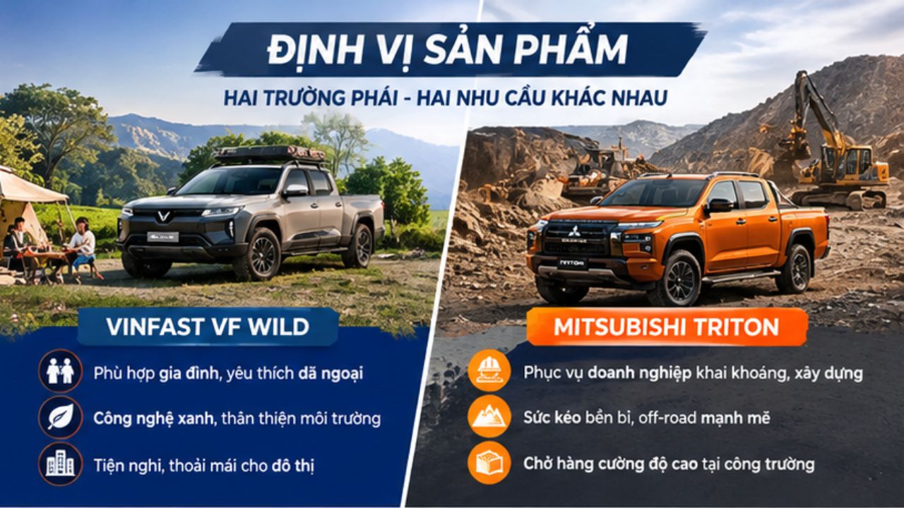 Định vị sản phẩm của VF Wild và Mitsubishi Triton